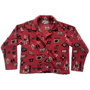 Vintage Tribal Embroidery Maroon Red Jacket